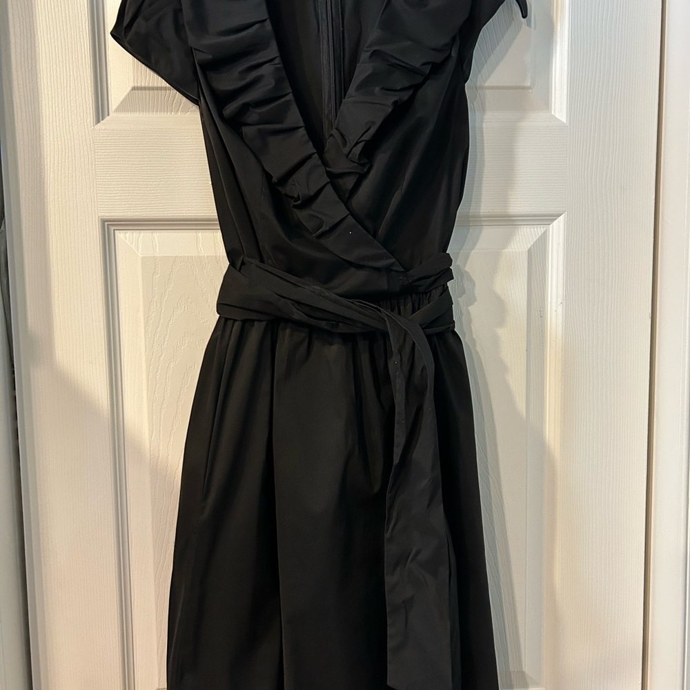 Cache Black Mini Dress with Ruffle Detail